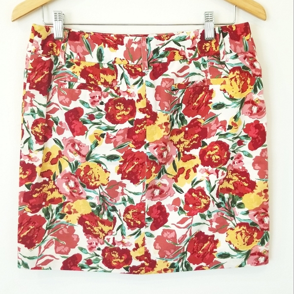 Ann Taylor Loft Floral Lined Cotton Skirt sz 6 Petite - Picture 3 of 11